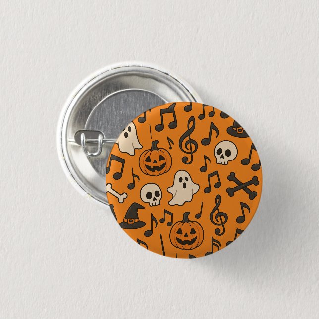 Chapa Redonda De 2,5 Cm Cute Halloween Music Button (Anverso y reverso)