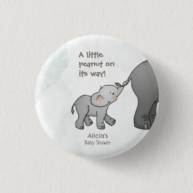 Chapa Redonda De 2,5 Cm  Cute Hand Drawn Elephant Little Peanut BabyShower (Anverso)