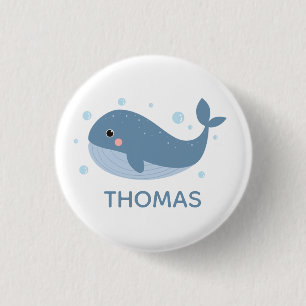 Chapa Redonda De 2,5 Cm Cute Happy Whale Personalizado