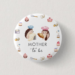Chapa Redonda De 2,5 Cm Cute Hedgehog Chef Baker Mother To Be Baby Shower 
