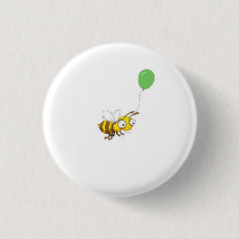 Chapa Redonda De 2,5 Cm Cute insignia de abeja bumble con globo