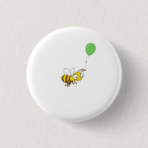 Chapa Redonda De 2,5 Cm Cute insignia de abeja bumble con globo