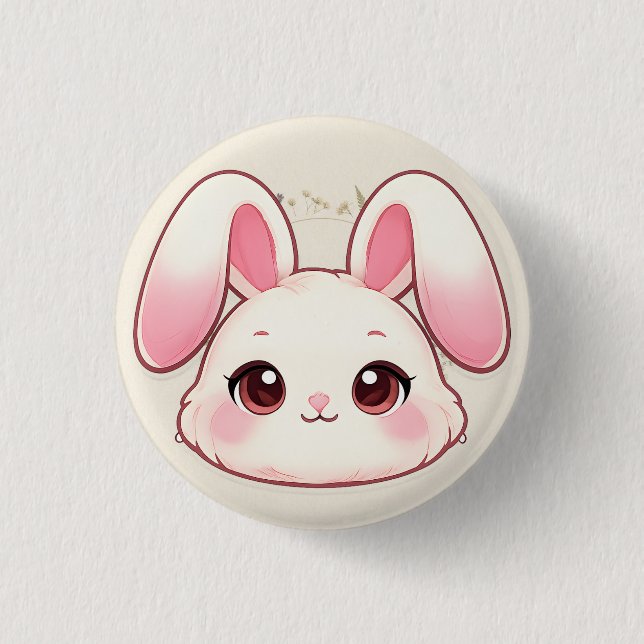Chapa Redonda De 2,5 Cm Cute Kawaii Bunny Face Button (Anverso)