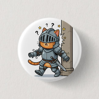 Chapa Redonda De 2,5 Cm Cute Knight Cat Button