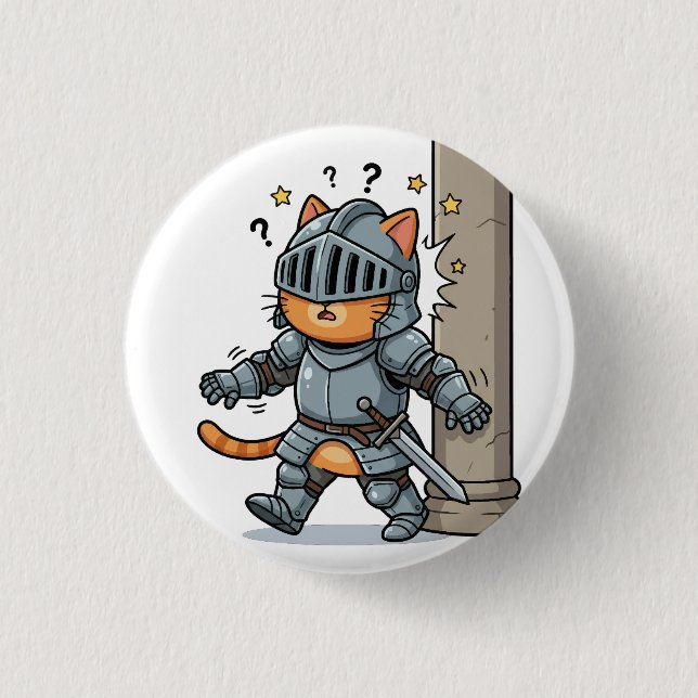 Chapa Redonda De 2,5 Cm Cute Knight Cat Button (Anverso)