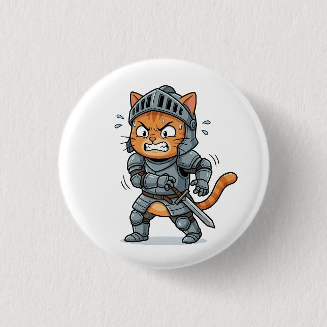 Chapa Redonda De 2,5 Cm Cute Knight Cat Button (Anverso)