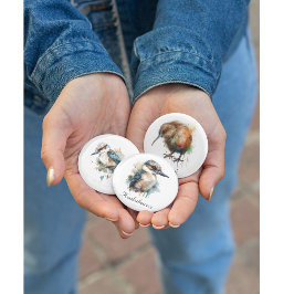 Chapa Redonda De 2,5 Cm Cute Kookaburra en una sucursal, personalizado