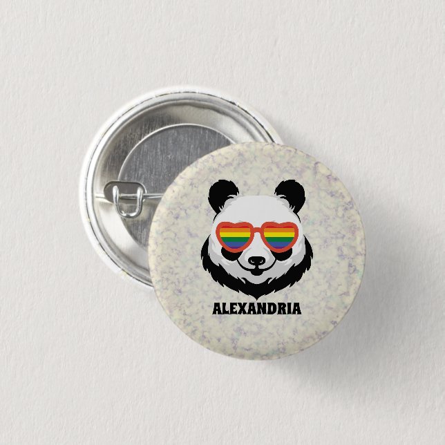 Chapa Redonda De 2,5 Cm Cute Panda Bear | Arcoiris | LGBTQ (Anverso y reverso)