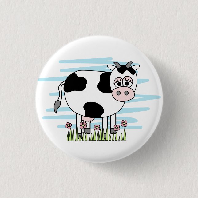 Chapa Redonda De 2,5 Cm Cute Personalizado Cow  (Anverso)