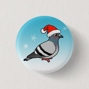Chapa Redonda De 2,5 Cm Cute Personalizado Pigeon Santa