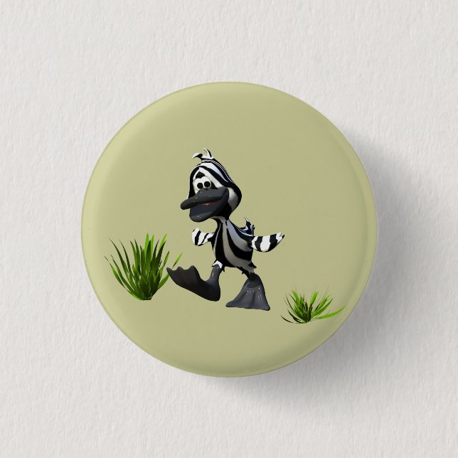 Chapa Redonda De 2,5 Cm Cute Personalizado Zebra Duck (Anverso)