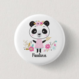 Chapa Redonda De 2,5 Cm Cute Pink Panda Girly
