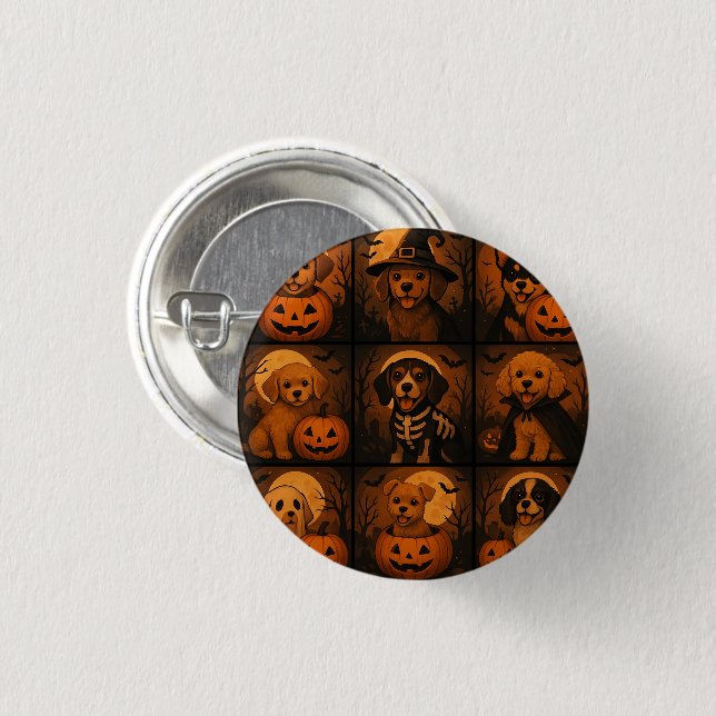 Chapa Redonda De 2,5 Cm Cute Puppy Halloween Button (Anverso y reverso)