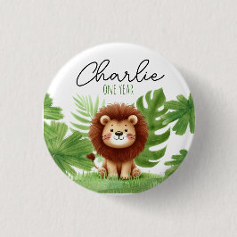 Chapa Redonda De 2,5 Cm Cute Safari Lion Birthday