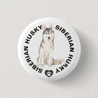 Cute Siberian Husky Perro Raza Acuarelas