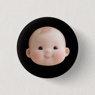 Chapa Redonda De 2,5 Cm Cute Smiling Baby Face Round Button Badge 