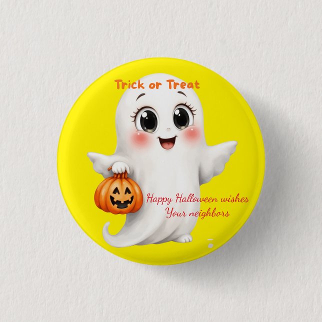 Chapa Redonda De 2,5 Cm Cute sticker happy Halloween with adjustable text  (Anverso)