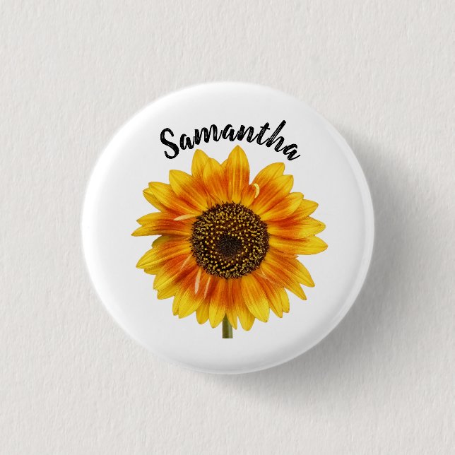 Chapa Redonda De 2,5 Cm Cute Sunflower Personalizado (Anverso)