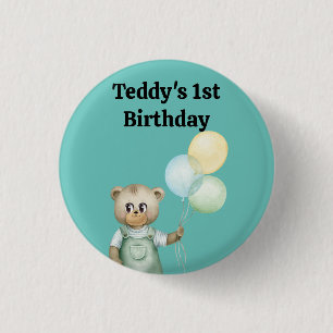 Chapa Redonda De 2,5 Cm cute teddy bear green background