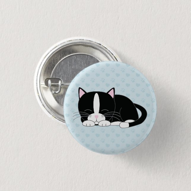 Chapa Redonda De 2,5 Cm Cute Tuxedo Kitten (Anverso y reverso)