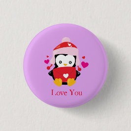 Chapa Redonda De 2,5 Cm Cute Valentine Personalizado Penguin