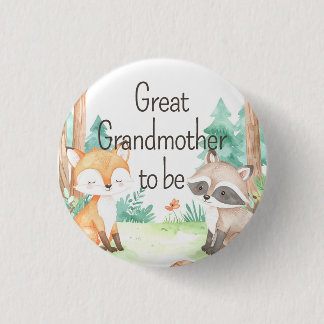 Chapa Redonda De 2,5 Cm Cute Woodland Baby Shower Tema Gran Abuela