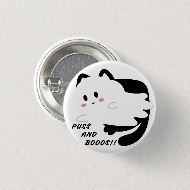 Chapa Redonda De 2,5 Cm Cuto Halloween Black Cat Ghost Boo (Anverso y reverso)