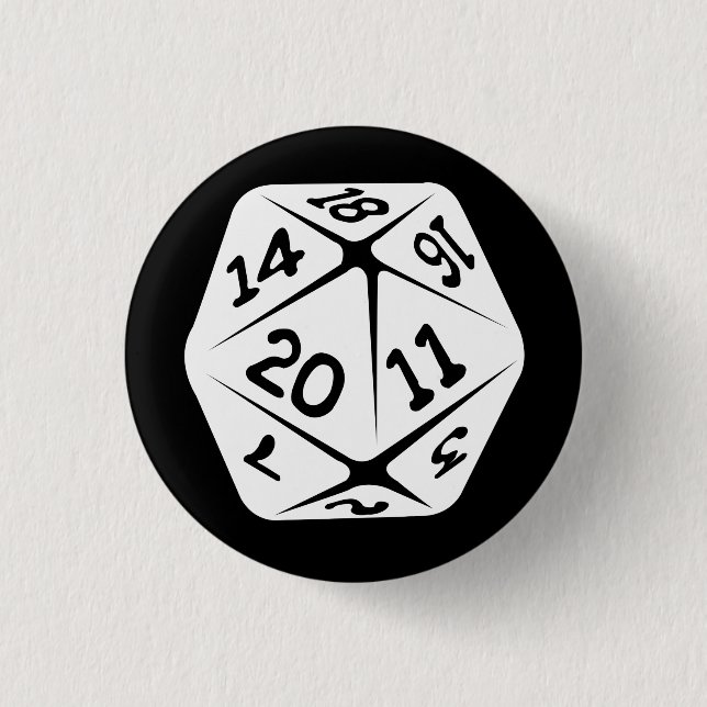 Chapa Redonda De 2,5 Cm d20 geek swag (Anverso)