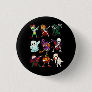 Chapa Redonda De 2,5 Cm Dabbing Halloween Witch Skeleton Zombie Scary Pump