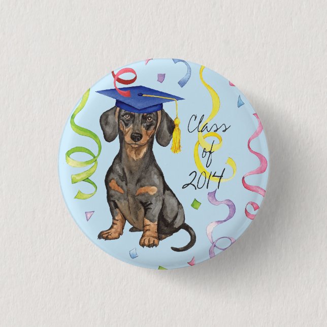 Chapa Redonda De 2,5 Cm Dachshund Graduate (Anverso)