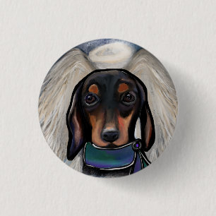 Chapa Redonda De 2,5 Cm Dachshund negro y canela
