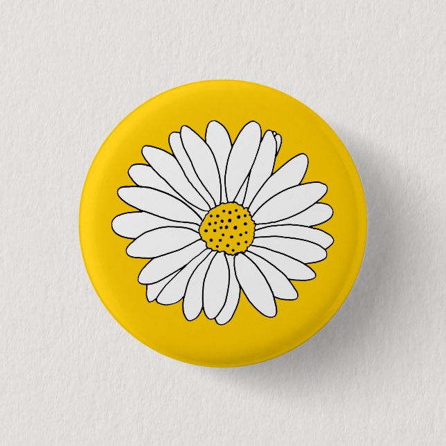 Chapa Redonda De 2,5 Cm Daisy blanco amarillo (Anverso)