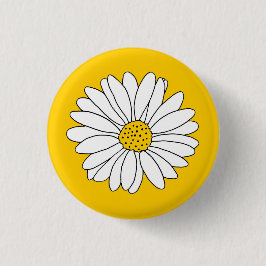 Chapa Redonda De 2,5 Cm Daisy blanco amarillo