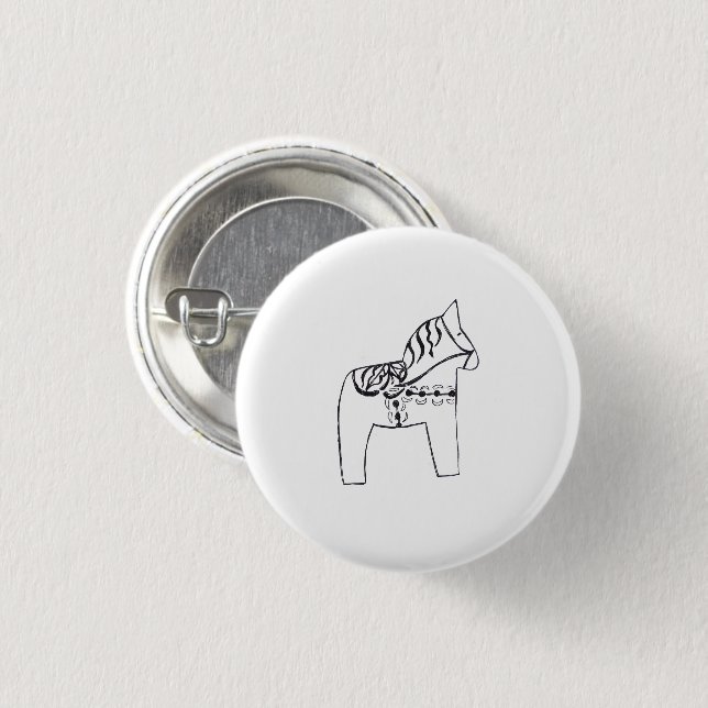 Chapa Redonda De 2,5 Cm Dala Horse (Anverso y reverso)
