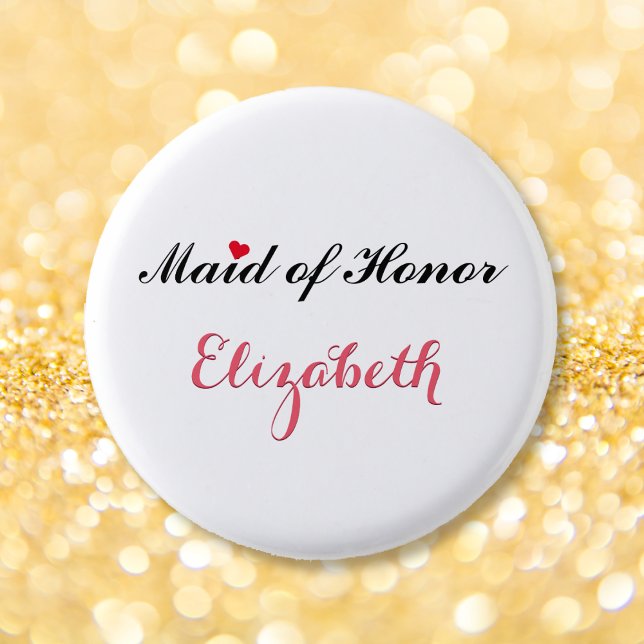 Chapa Redonda De 2,5 Cm Dama de honor Boda Despedida de soltera (Maid of Honor Wedding Bridal Bachelorette Party Pinback Button)