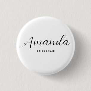 Chapa Redonda De 2,5 Cm Dama de honor de letra minimalista moderna