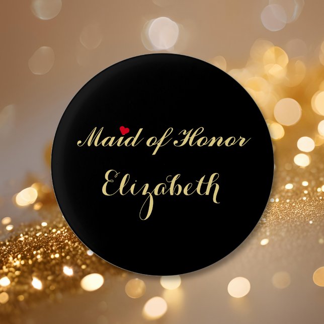 Chapa Redonda De 2,5 Cm Dama de Honor Despedida de Soltera Boda (Maid of Honor Bridal Bachelorette Party Wedding Pinback Button)