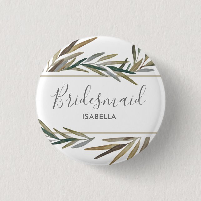 Chapa Redonda De 2,5 Cm Dama de honor elegante rústica de la boda de la (Anverso)