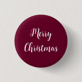 Chapa Redonda De 2,5 Cm Dark Burgundy Merry Christmas Button