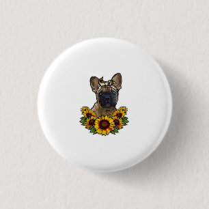 Chapa Redonda De 2,5 Cm Decoración De Sunflower Frenchie Para El Perro Ama