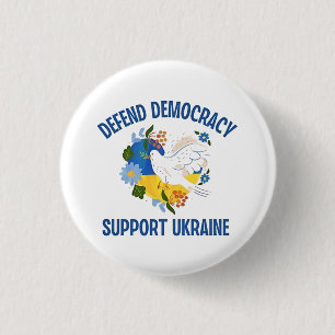 Chapa Redonda De 2,5 Cm Defender la democracia apoyar a Ucrania Estadounid