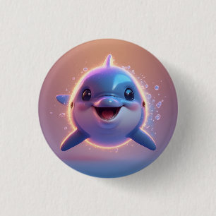 Chapa Redonda De 2,5 Cm Delfín de dibujos animados adorable