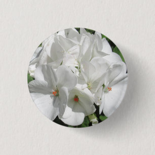 Chapa Redonda De 2,5 Cm Delicada foto de flores de geranio blanco