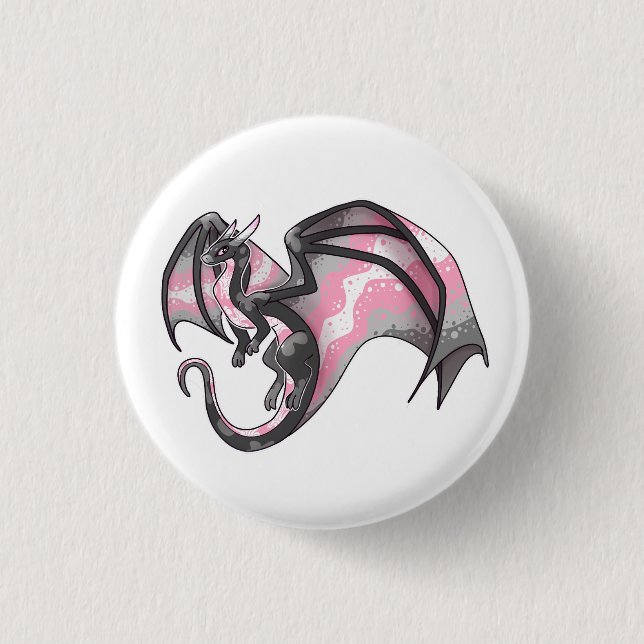 Chapa Redonda De 2,5 Cm Demigirl Pride Dragon (Anverso)