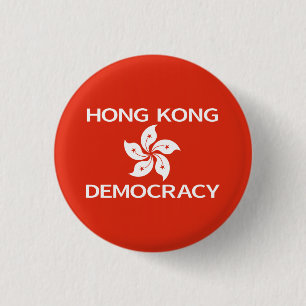 Chapa Redonda De 2,5 Cm Democracia Bandera orquídea de Hong Kong