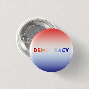 Chapa Redonda De 2,5 Cm Democracia rojo blanco y azul gradiente patriótico