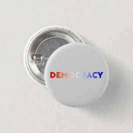 Chapa Redonda De 2,5 Cm Democracia tipografía de gradiente azul rojo blanc