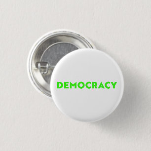 Chapa Redonda De 2,5 Cm Democracia tipografía moderna neón verde y blanco