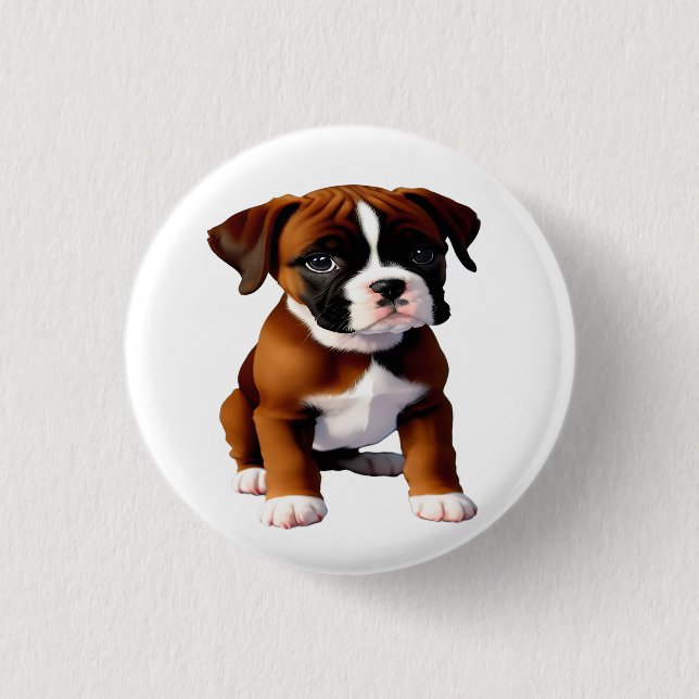 Chapa Redonda De 2,5 Cm Denim Jacket Boxer Dog (Anverso)