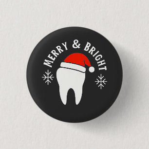 Chapa Redonda De 2,5 Cm Dentista Dental Alegre y Brillante Navidad